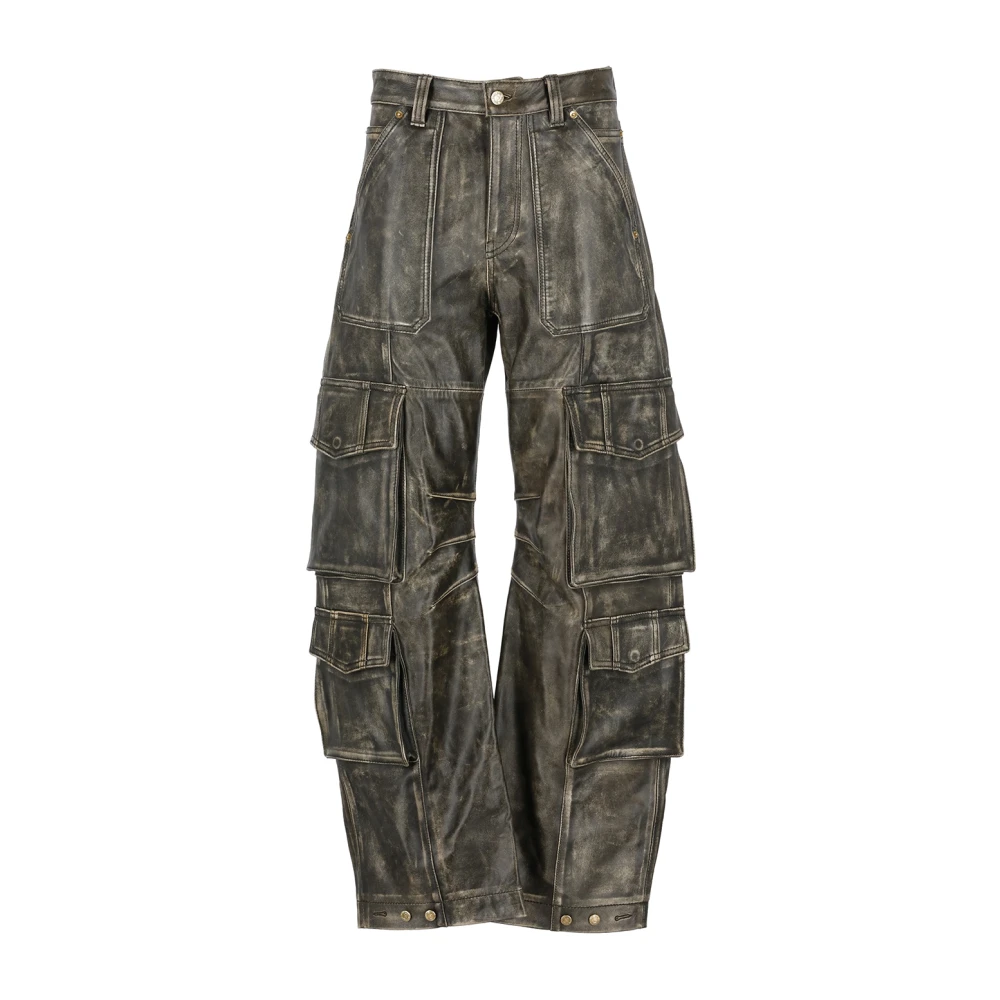 Golden Goose Aged Brown Nappa Leather Cargo Pants Brown Dames