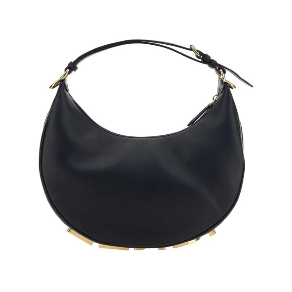 Fendi Women's Black Leather Shoulder Bag With Zipper Closure