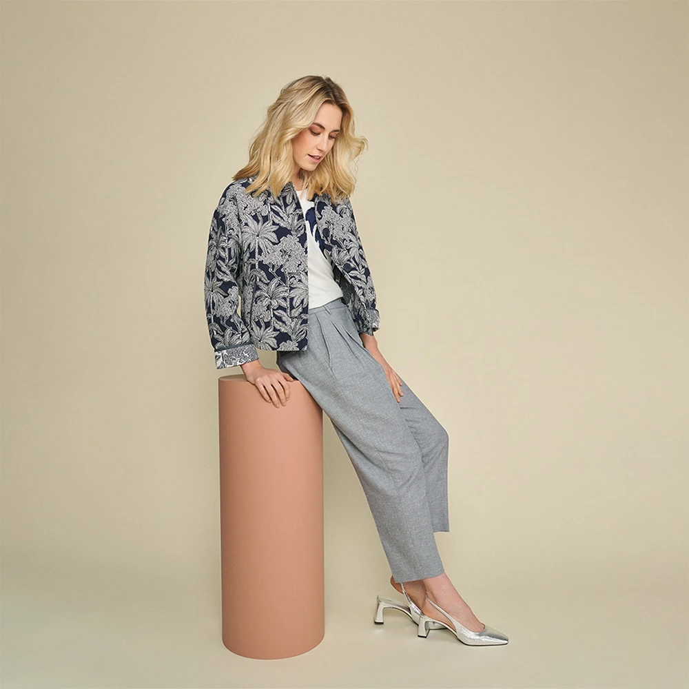 Marie Méro Linnenmix Plooi Broek Blue Dames
