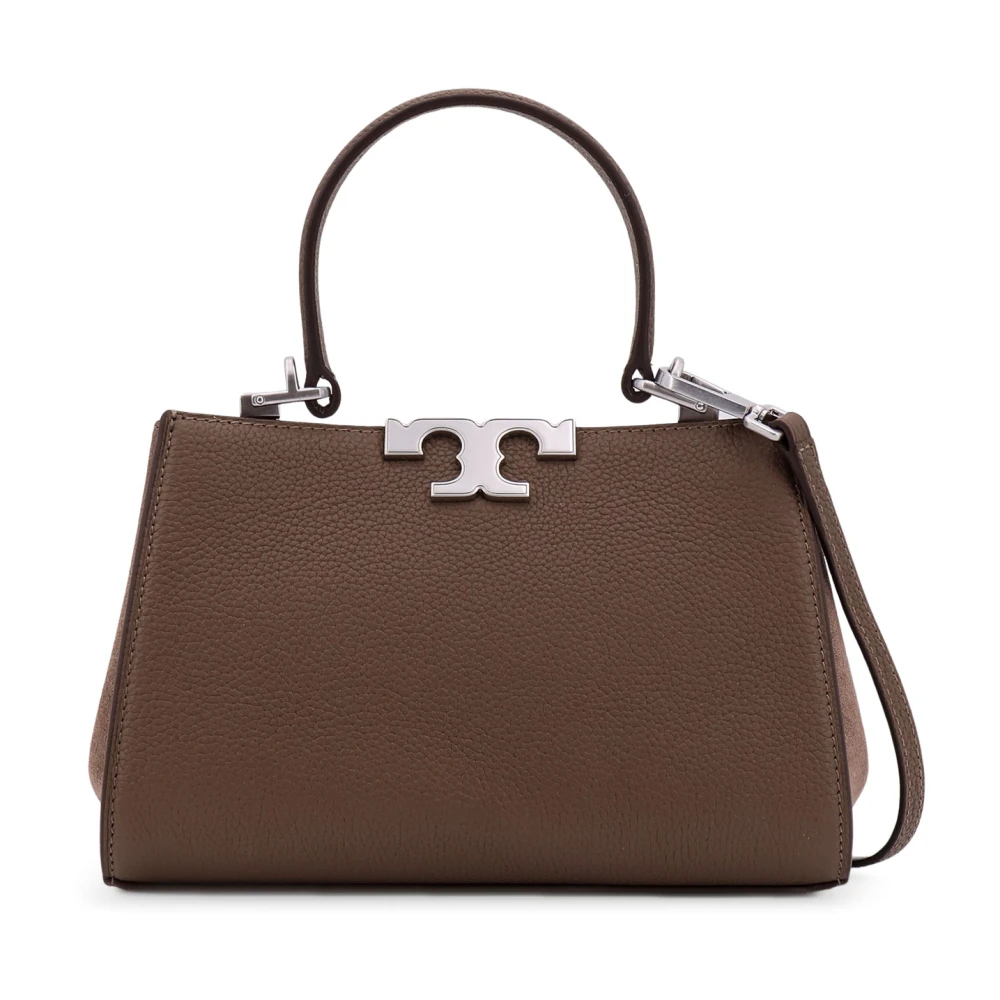 TORY BURCH Mini leren handtas met suède inzetstukken Brown Dames