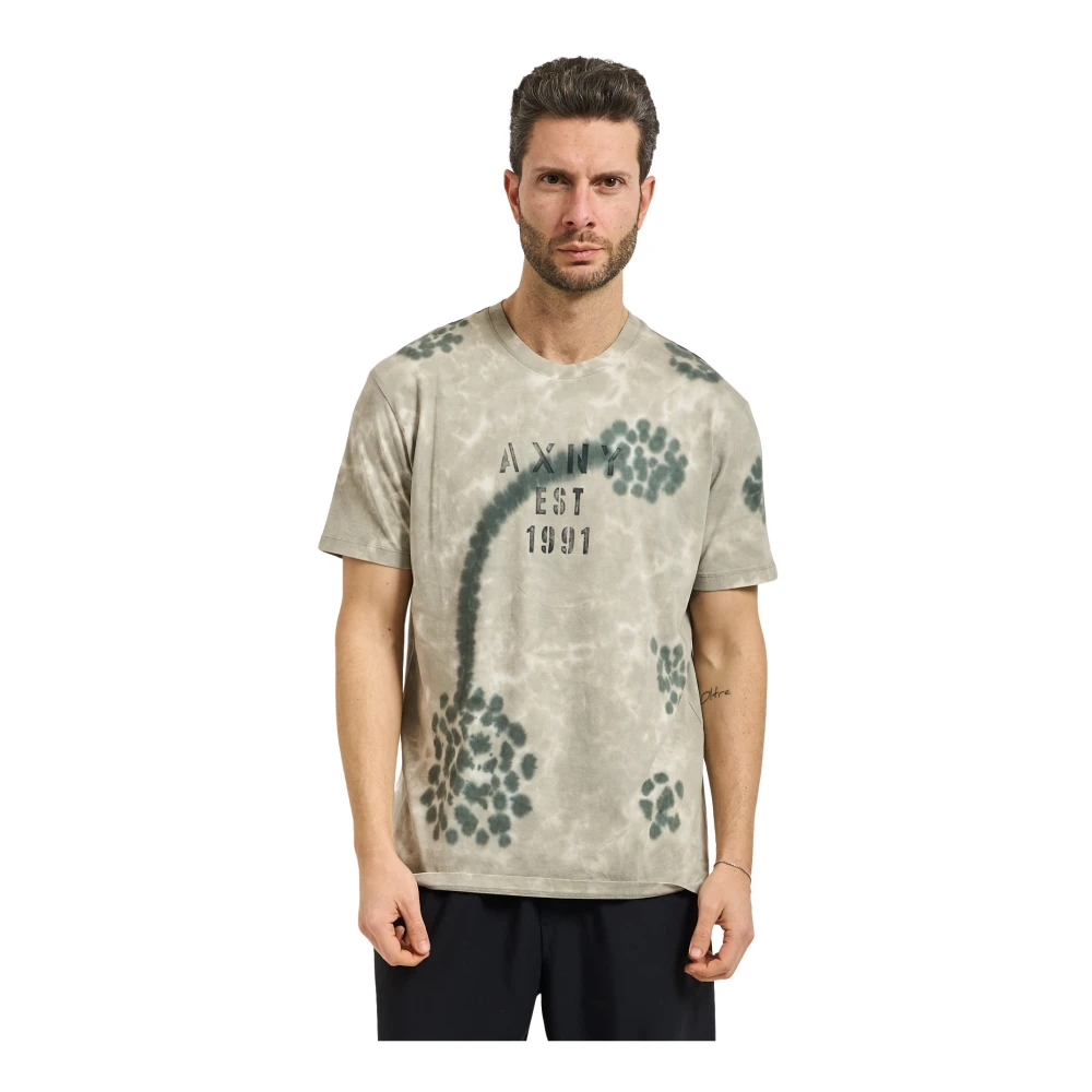 Armani Exchange Gray T-Shirts, Male, L, Regular Fit T-Shirt With Front Logo