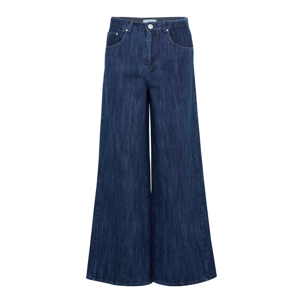 Soaked in Luxury Wijde Pijp Jeans Medium Blue Denim Blue Dames