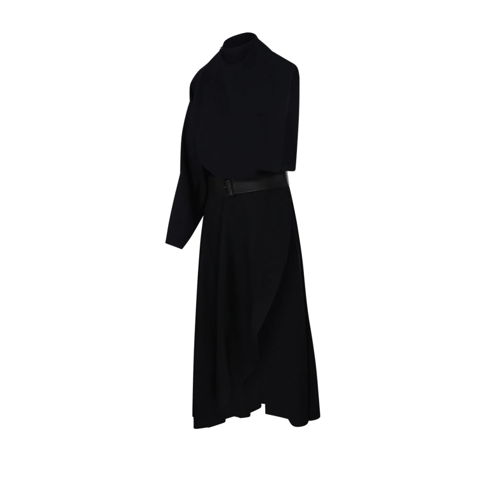 Alaïa Zwarte Jurk met Riem en Lange Mouwen Black Dames