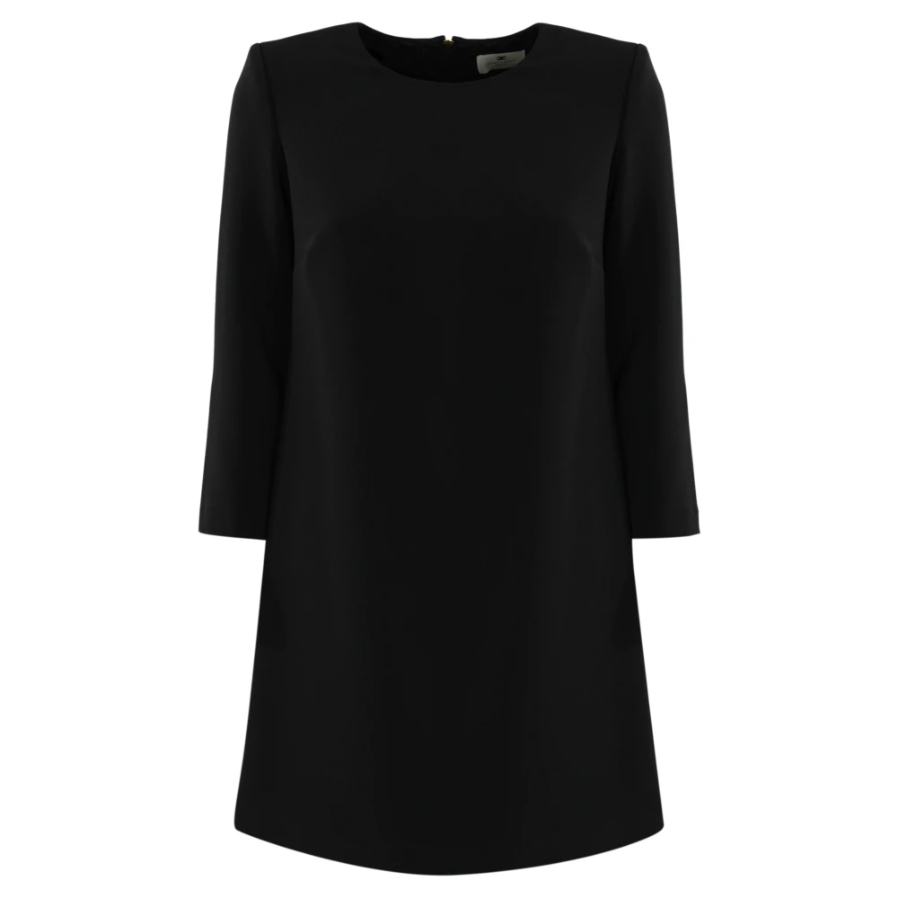 Elisabetta Franchi Zwarte Crepe Jurk met Nylon Inzetstukken Black Dames