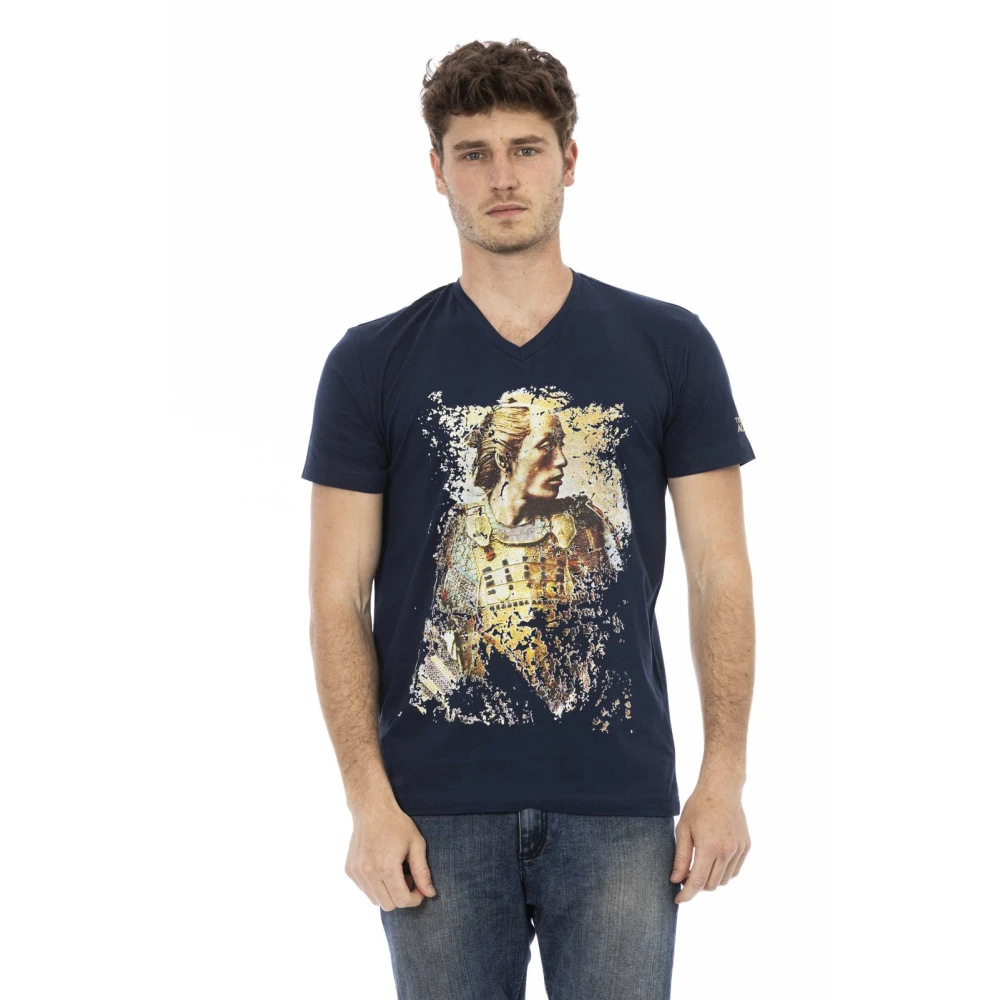 Trussardi Homme Bleu Tops, Taille: 3XL T-Shirt À Manches Courtes Col En V