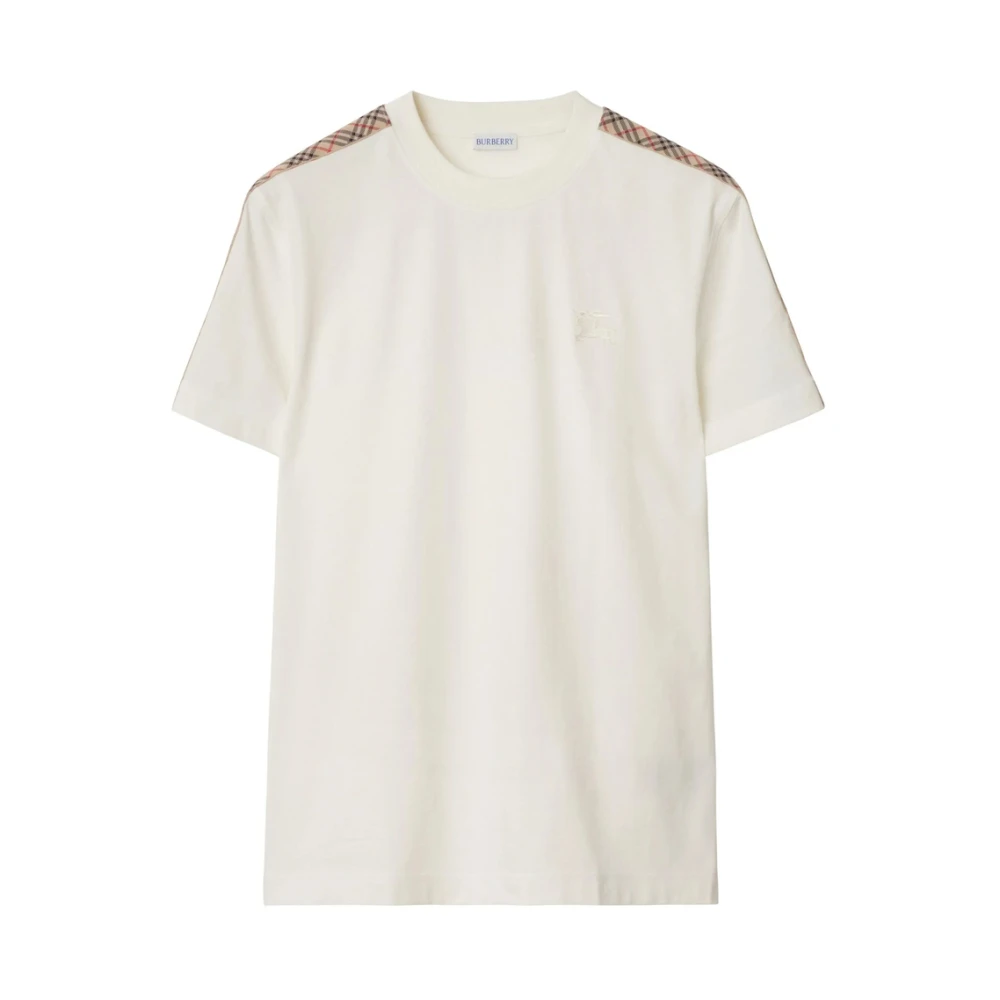 Burberry Mannelijk Wit Tops Heren, M, Equestrian Knight Crew Neck T-Shirt