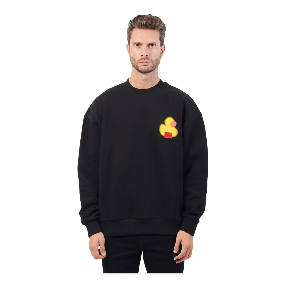 Hugo Boss Zwarte Crewneck Sweater Nieuwe Seizoensprint Black Heren