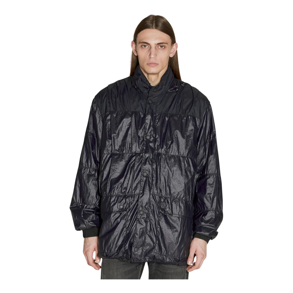 Our Legacy Gewatteerde Tonal Panel Jas Black Heren
