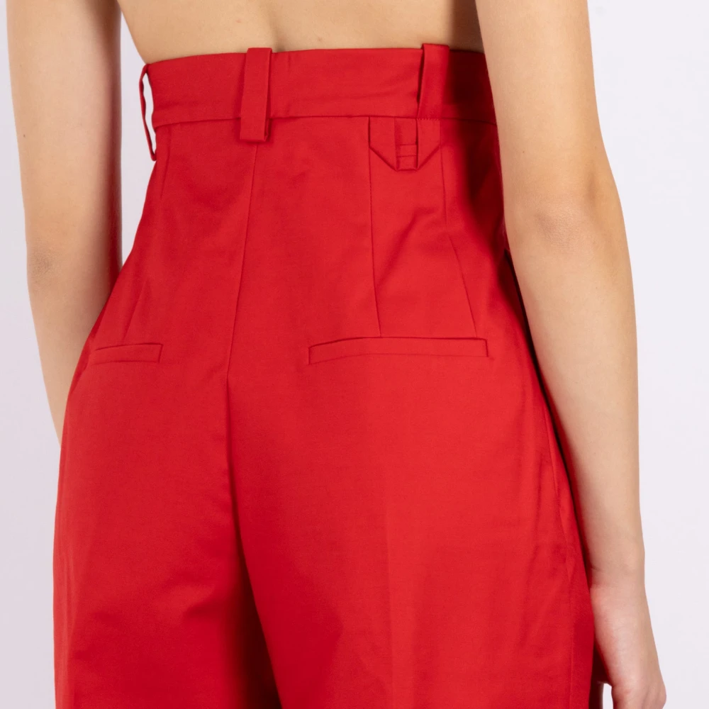 Jacquemus Hoge Taille Wijde Pijp Broek Red Dames
