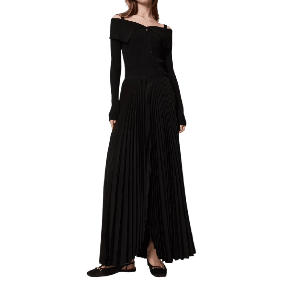 Twinset Off Shoulder Fitted Top Black Dames