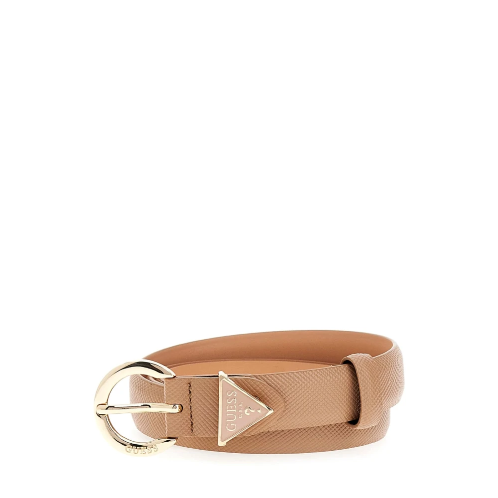 Guess Beige Saffiano Eco-leren Riem met Verstelbare Gesp Beige Dames