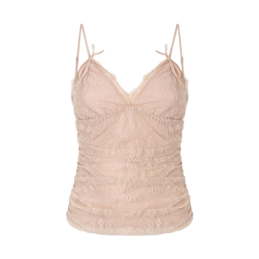 Pinko Fragola Lace Top Blouses & Shirts Mujer Rosa S