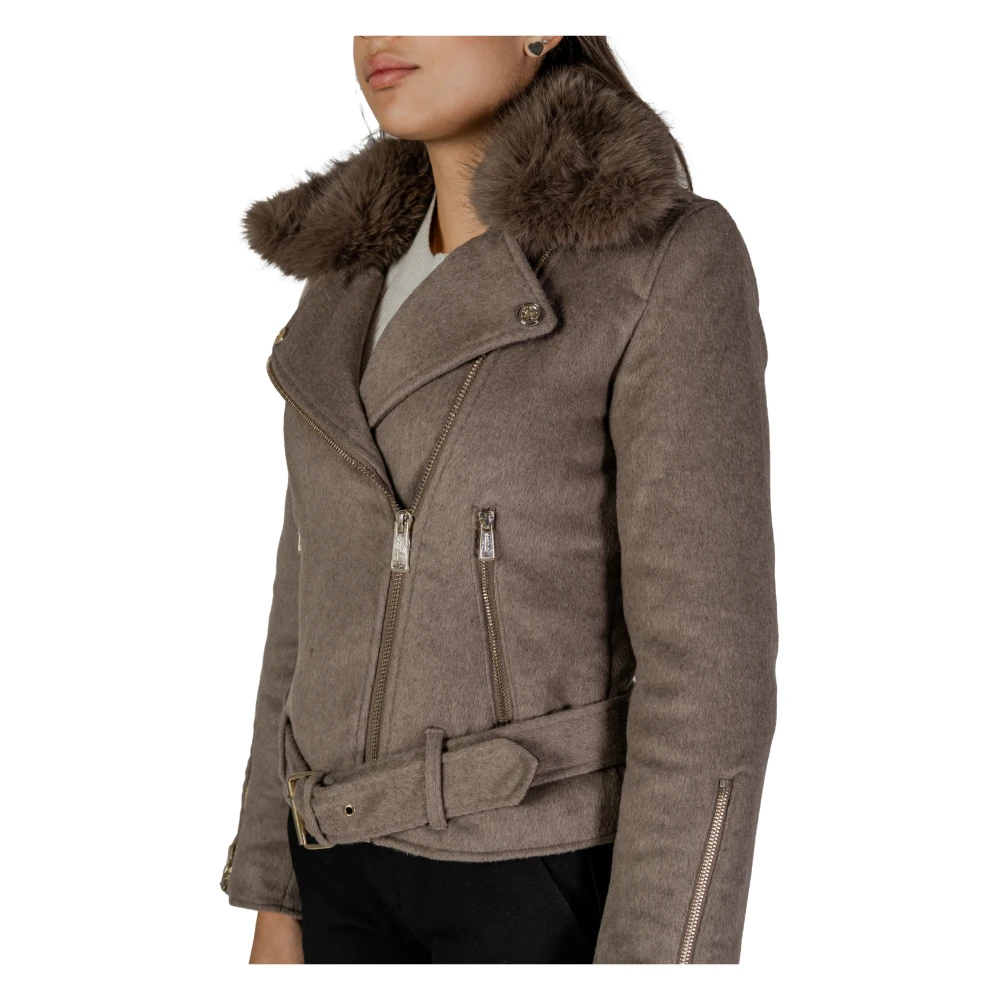 Guess Bruine Wollen V-hals Jas Brown Dames
