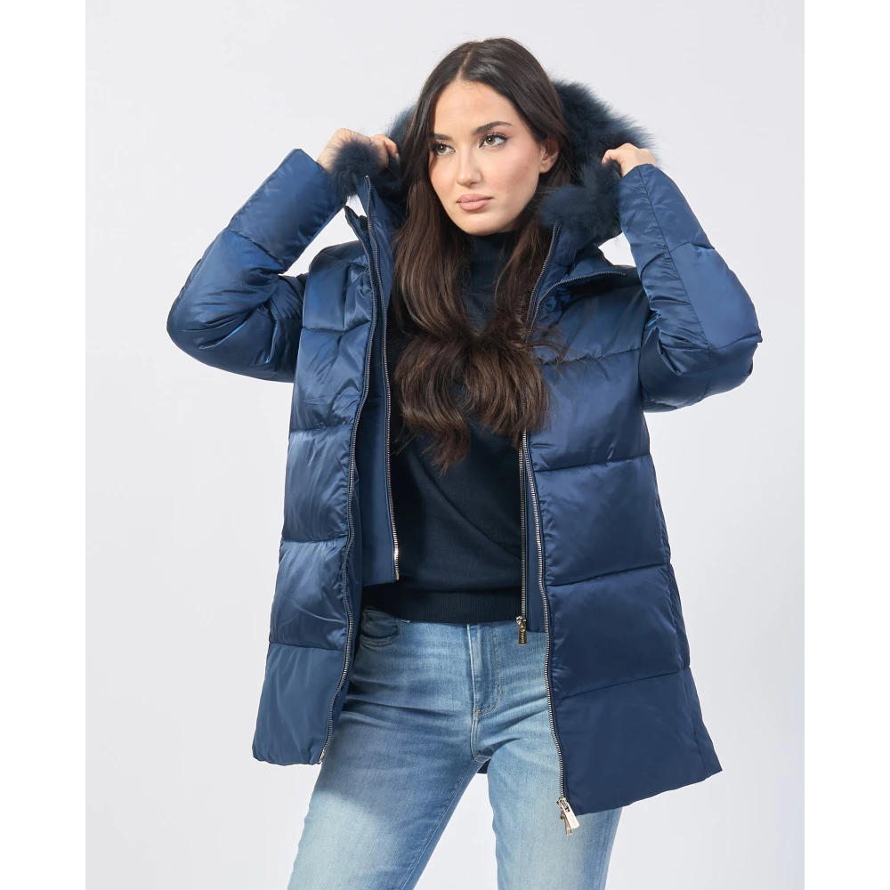YES ZEE Blauwe gewatteerde jas met nepvest Blue Dames
