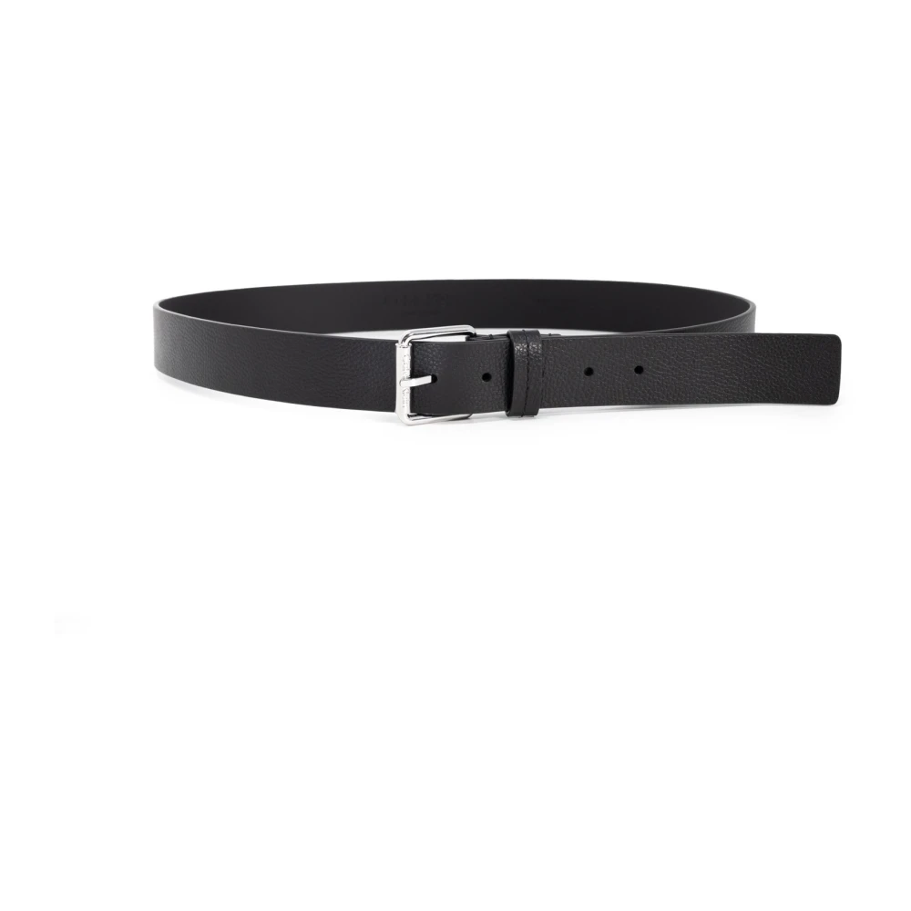 Calvin Klein Zwarte Leren Riem met Gespsluiting Black Heren