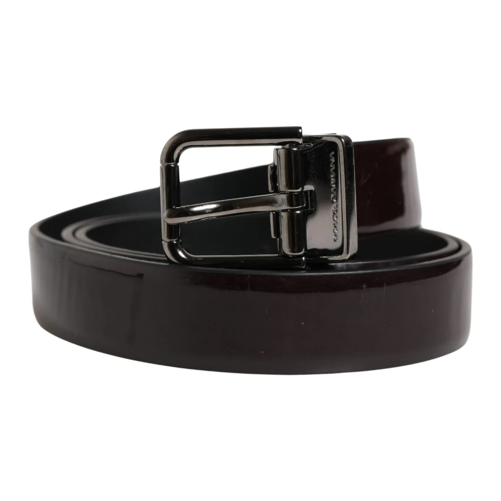 Dolce & Gabbana Men's Black Classic Leather Metal Buckle Belt