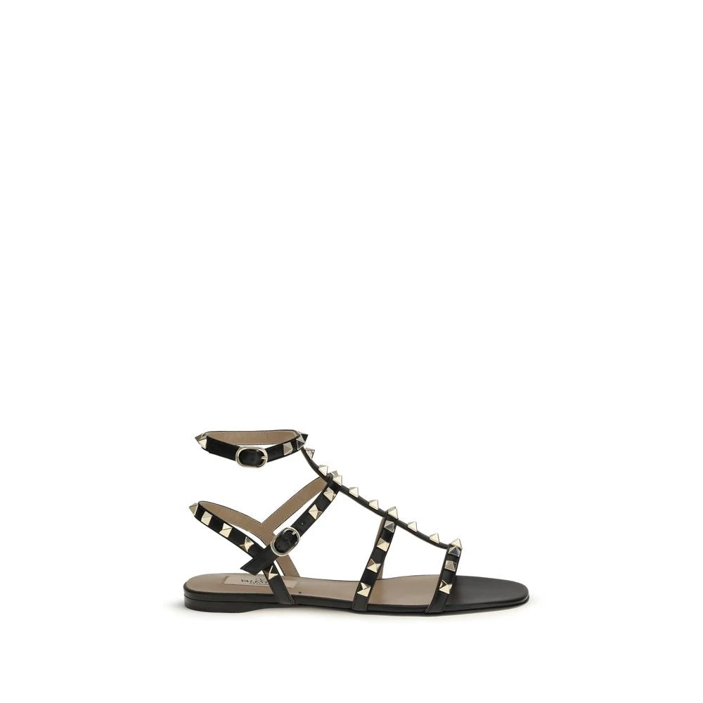 Valentino Garavani Women's Black Flat Sandals, 4 Uk, Rockstud Sandals