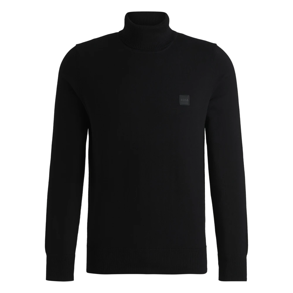 Boss Orange Zachte Ademende Rolhals Trui Black Heren