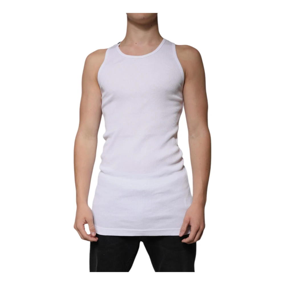 Dolce & Gabbana Men's White Sleeveless Tops, Xl, Cotton Tank Top Sleeveless