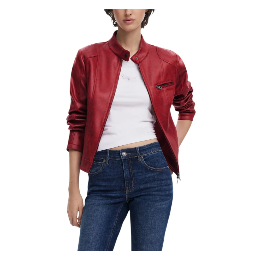 Desigual Women's Red Light Jackets,, Zip Blazer Spring/Summer Large