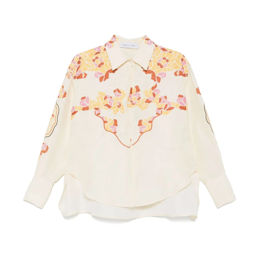 Raquel Diniz Bahia Flared Linnen Shirt Ivoor Print Multicolor Dames