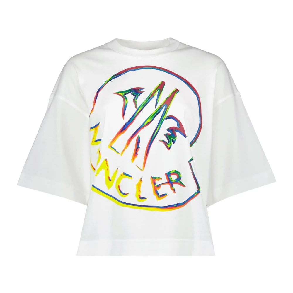 Moncler Logo Oversized T-Shirt White Dames