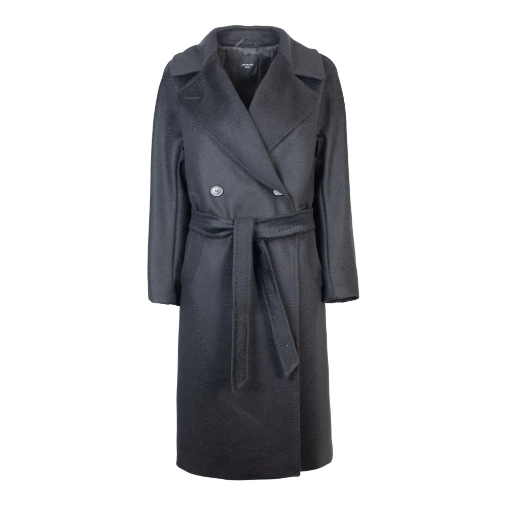 Max Mara Zwarte wollen jas met kimono-mouwen Black Dames