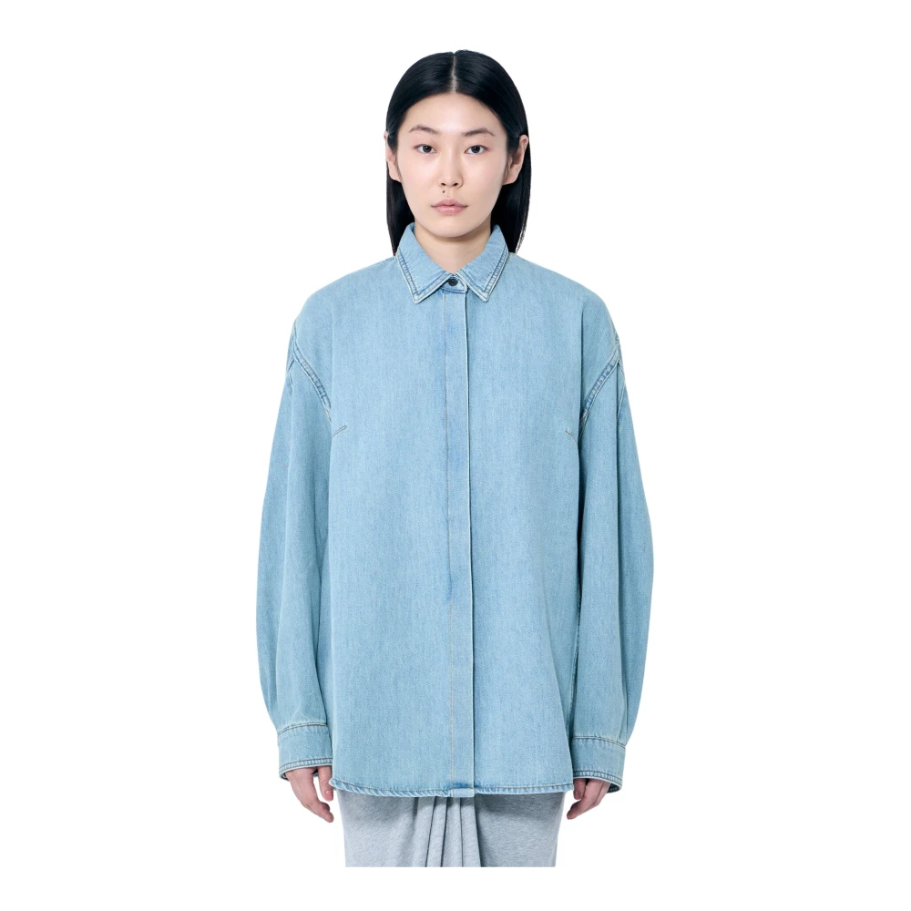 Dries Van Noten Klassieke Denim Shirt met Dropped Seams Blue Dames