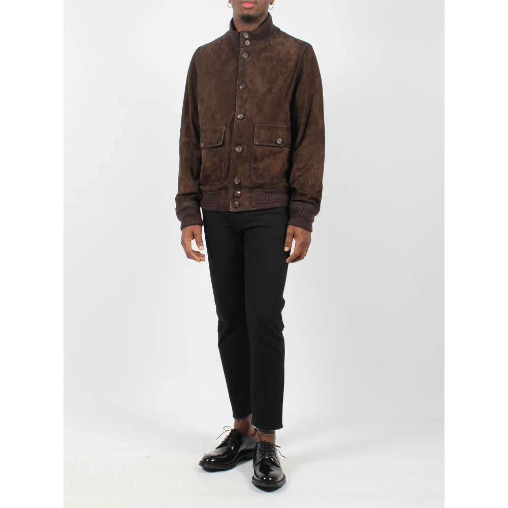 Golden Goose Suède Sheepskin Bomber Jacket Fw24 Brown Heren