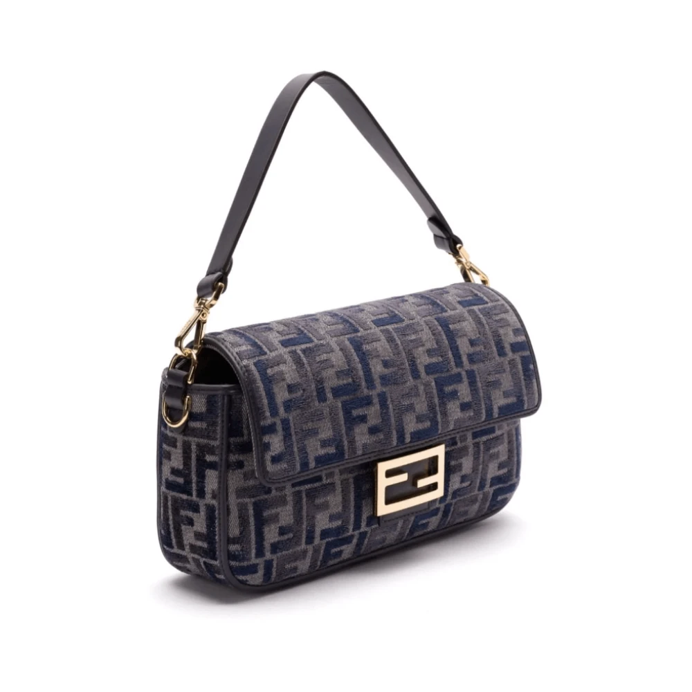 Fendi Blauwe Monogram Chenille Tas Blue Dames