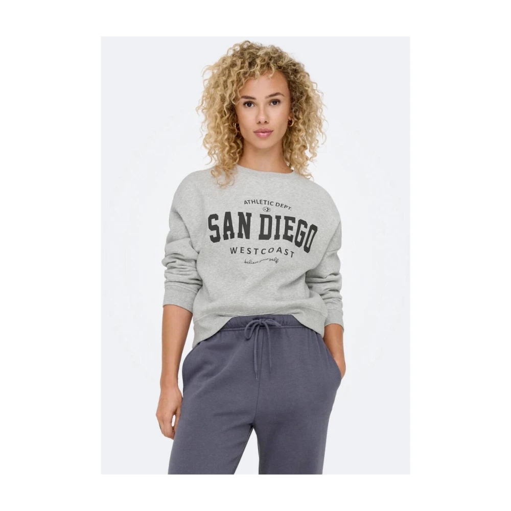 Only Life Crew Sweatshirt Lange Mouwen Gray Dames