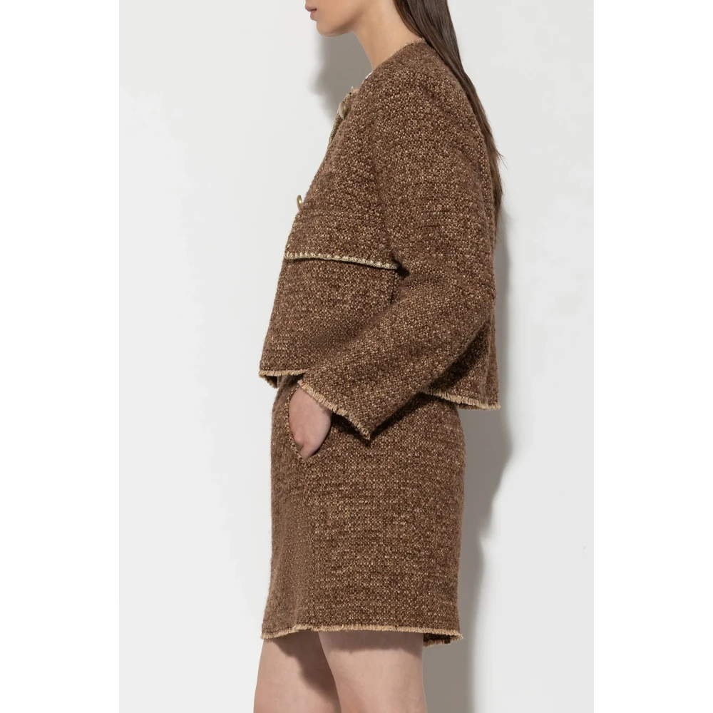 LUISA CERANO Tweed jasje met gouden glans Brown Dames