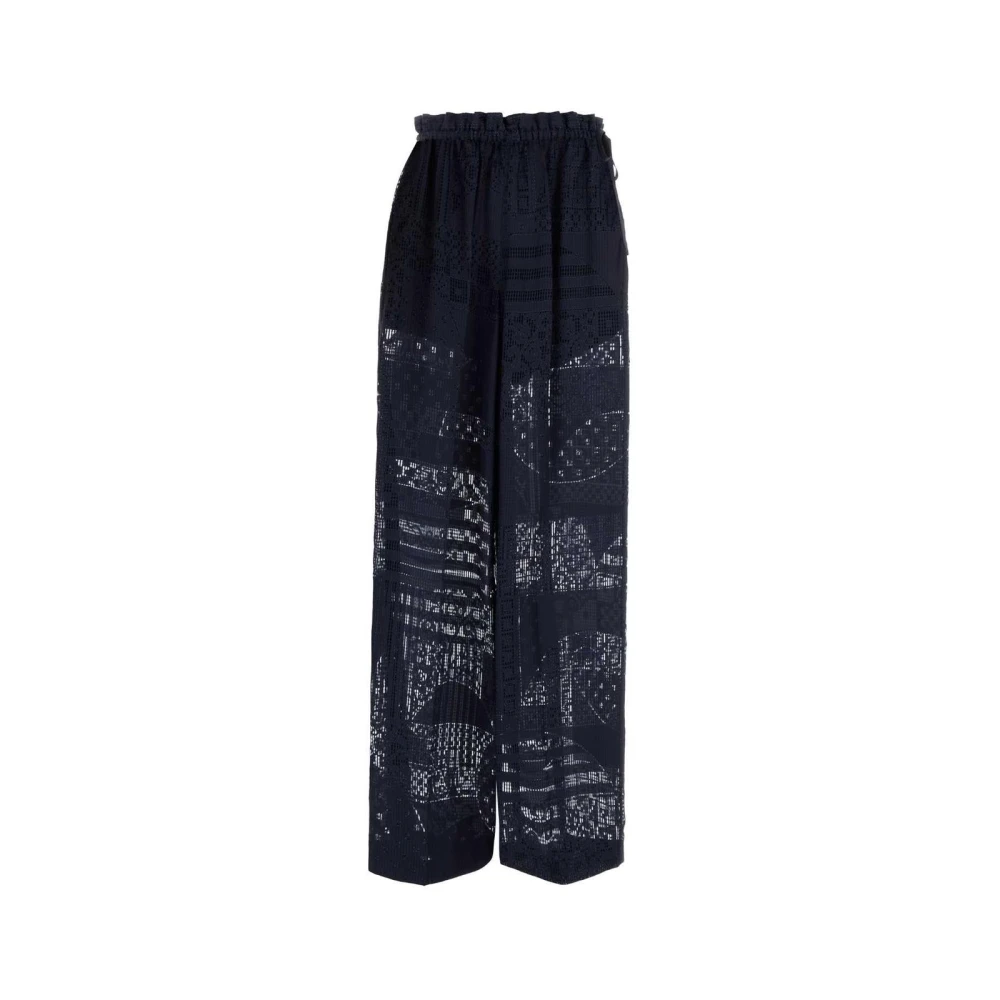 Fendi Damen Blau Hose Aus Viskose Und Seide Mit Burnout-Effekt
