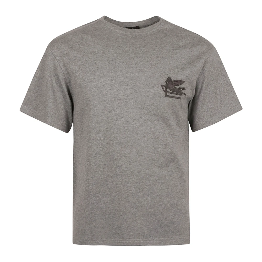 ETRO Grijze Pegaso-Geborduurde T-Shirt Gray Heren