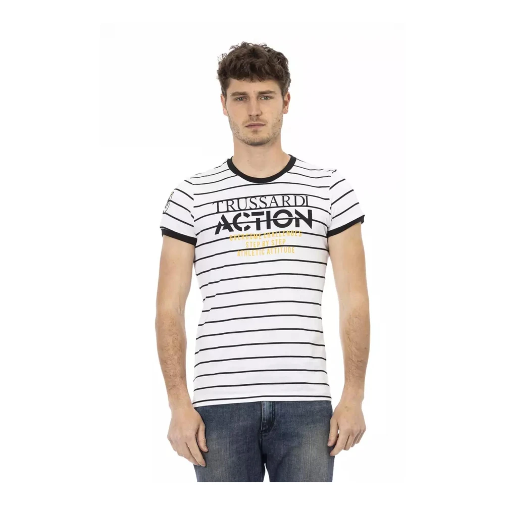 Trussardi Vit bomull T-shirt med främre tryck White, Herr