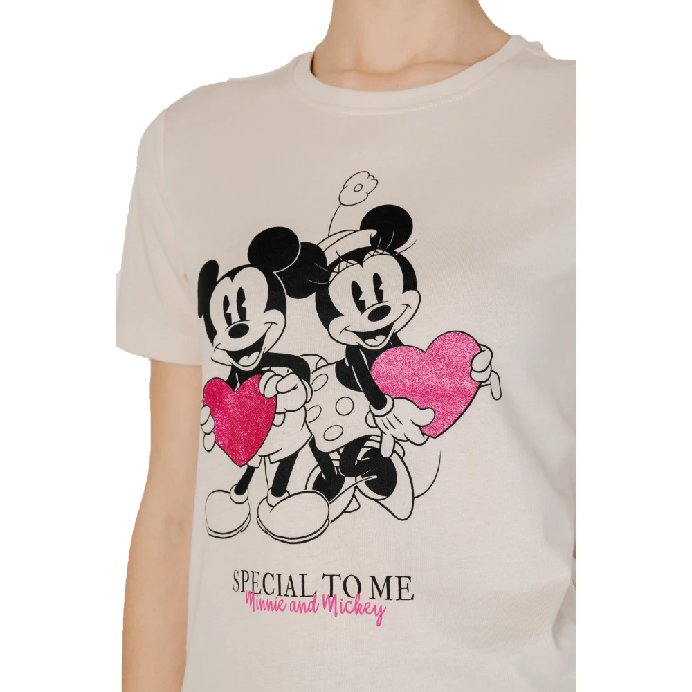 Only Mickey Valentine T-Shirt Collectie Beige Dames