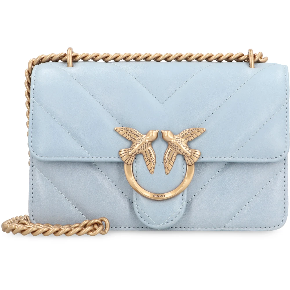 pinko Gewatteerde leren mini crossbody tas met Love Birds gesp Blue Dames
