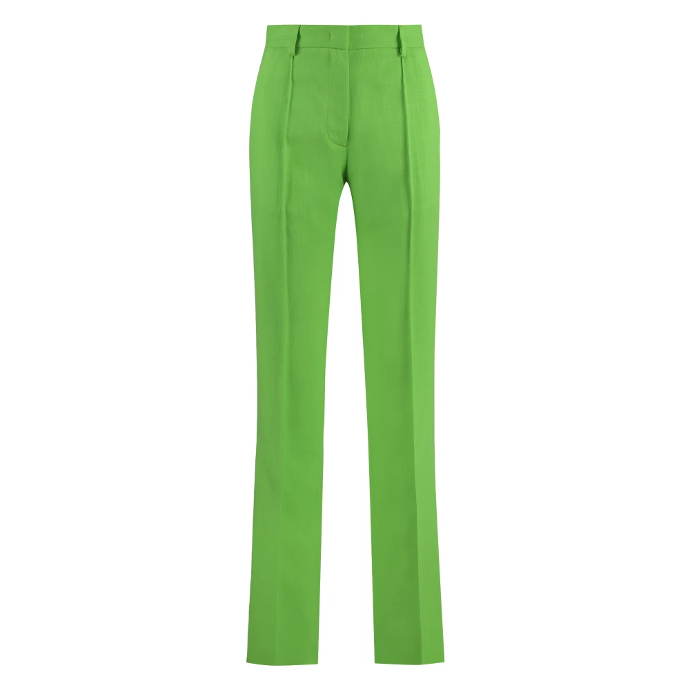 Msgm Women's Green Wide Trousers, 2XS, Flared Viscose Trousers