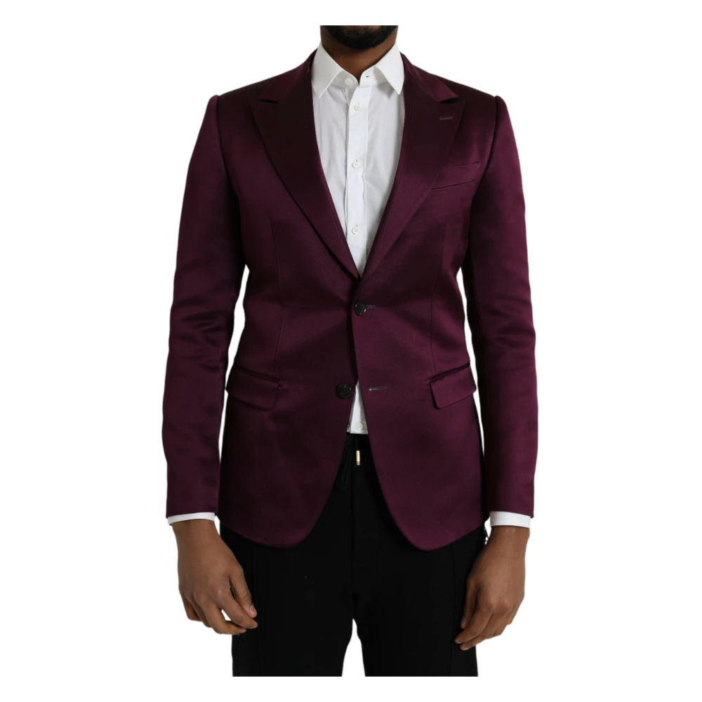 Dolce & Gabbana Men's Brown Silk Single Breasted Coat Blazer - Blazers - S - Jackets