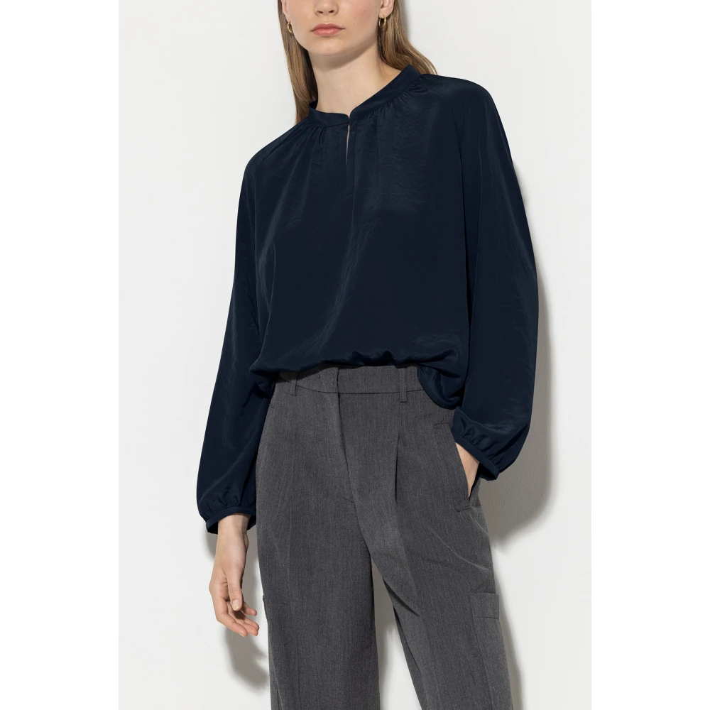 LUISA CERANO Midnight Blue Tuniek Blouse met Ruchedetails Blue Dames