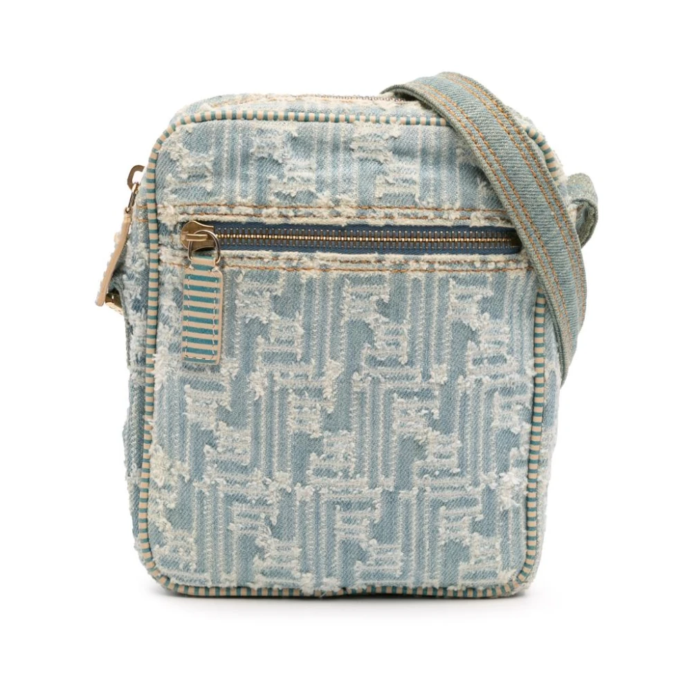Fendi Vintage Women's Blue Vintage Cross Body Bags, One Size, Pre-Owned Textured Crossbody Bag