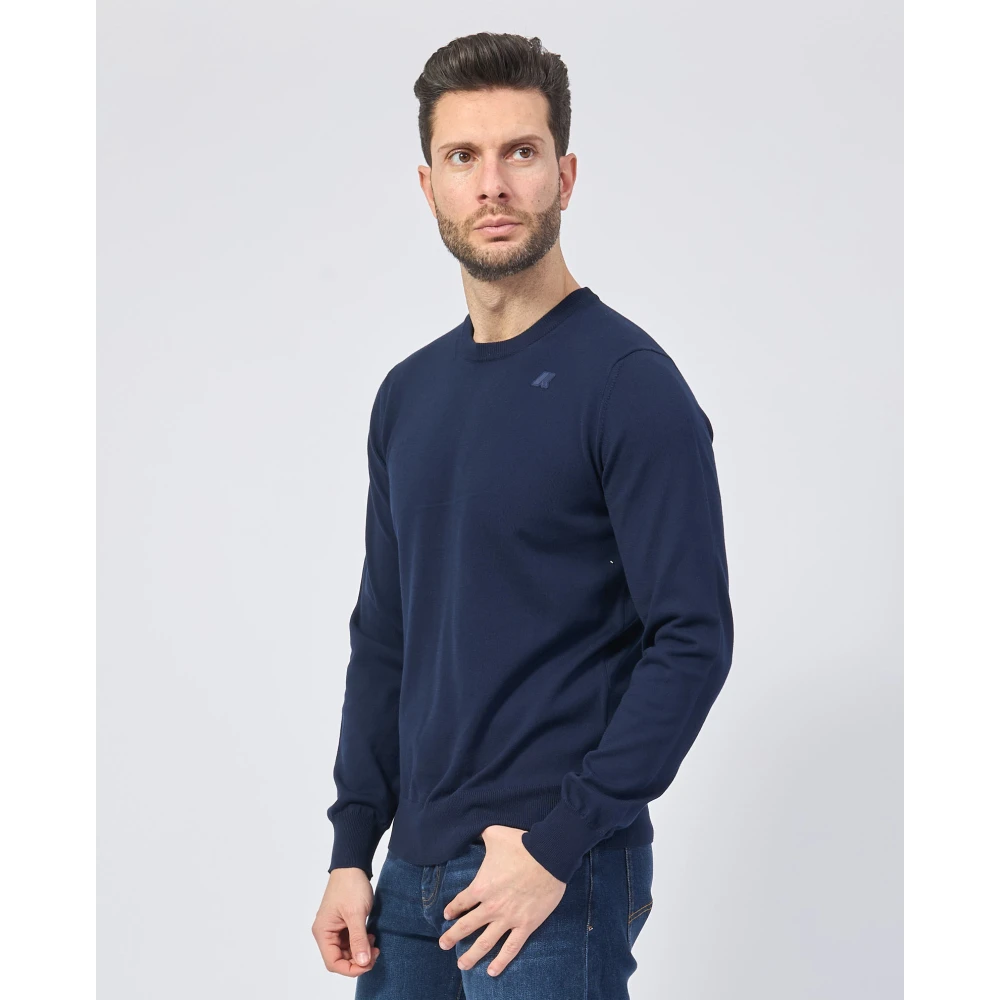 K-way Blauwe Crew Neck Sweater Blue Heren