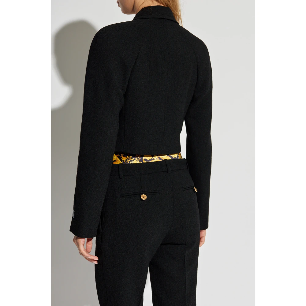 Versace Korte wollen jas Black Dames