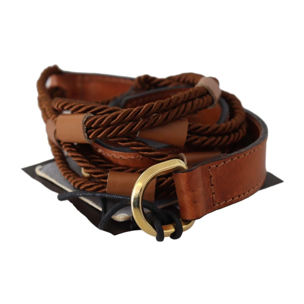 Ermanno Scervino Women's Brown Belts, One Size, Braided Leather Belt