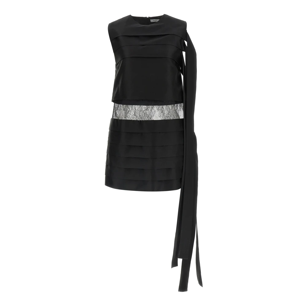 Ferragamo Women's Black Party Dresses, Xs, Mini Dress With Lace Detail