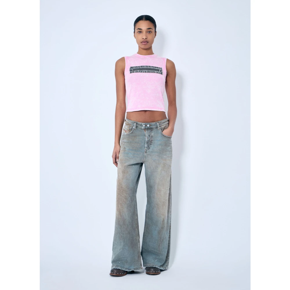 Diesel Geribbelde tanktop met ritssluiting voor Pink Dames