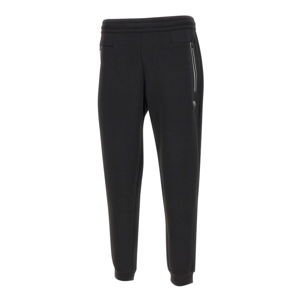 Emporio Armani EA7 Zwarte Viscose Blend Jogger Broek Black Heren