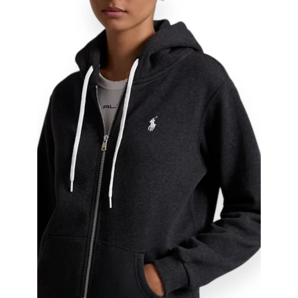 Polo Ralph Lauren Zip-through Hoodie Black Dames