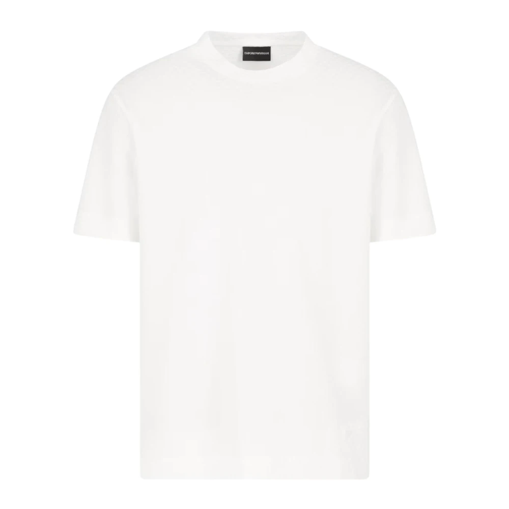 Emporio Armani Herr Vit Toppar M, Bomull, A T-Shirts Och Polos Jersey Jacquard