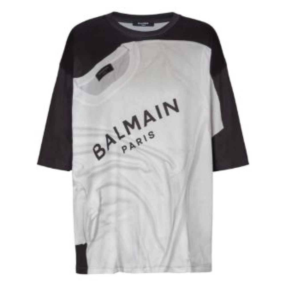 Balmain Geverfde Zwart + Grijs T-Shirt Multicolor Dames